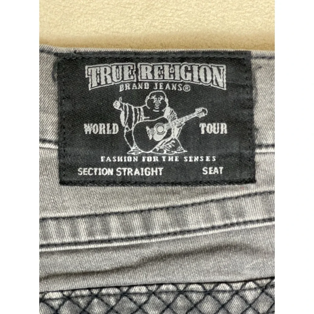 True Religion Jeans Mens 31 Straight Flap Gray Quilted Pockets EUC